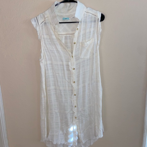 Beautiful Kimchi blue graduation sleeveless white dress button front long skirt - Picture 1 of 12